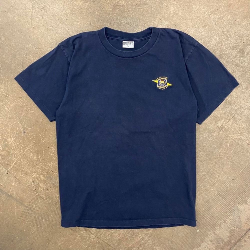 Vintage 90s Michigan State Police Time Out Embroidery T-Shirt Size Large